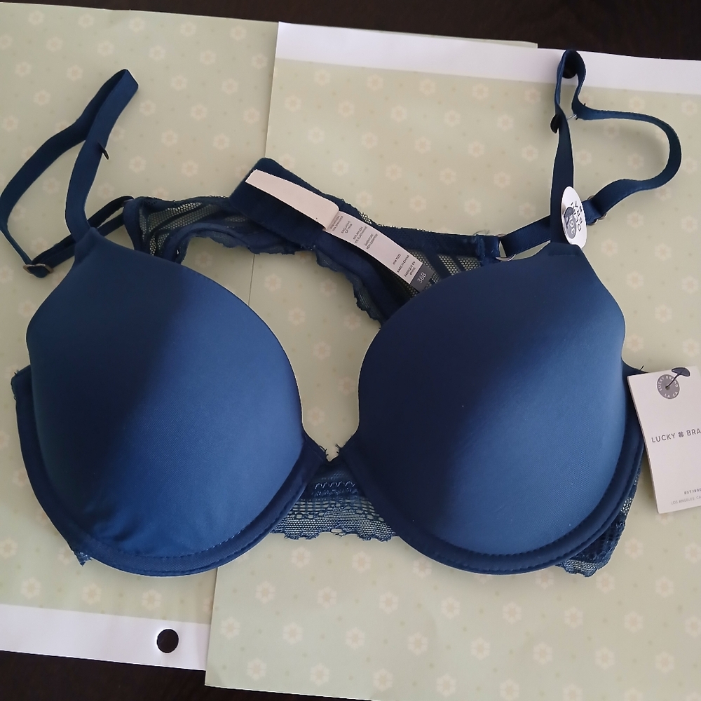 NWT Lucky Brand Blue Lace Demi  Bra Size 36B - Picture 4 of 14